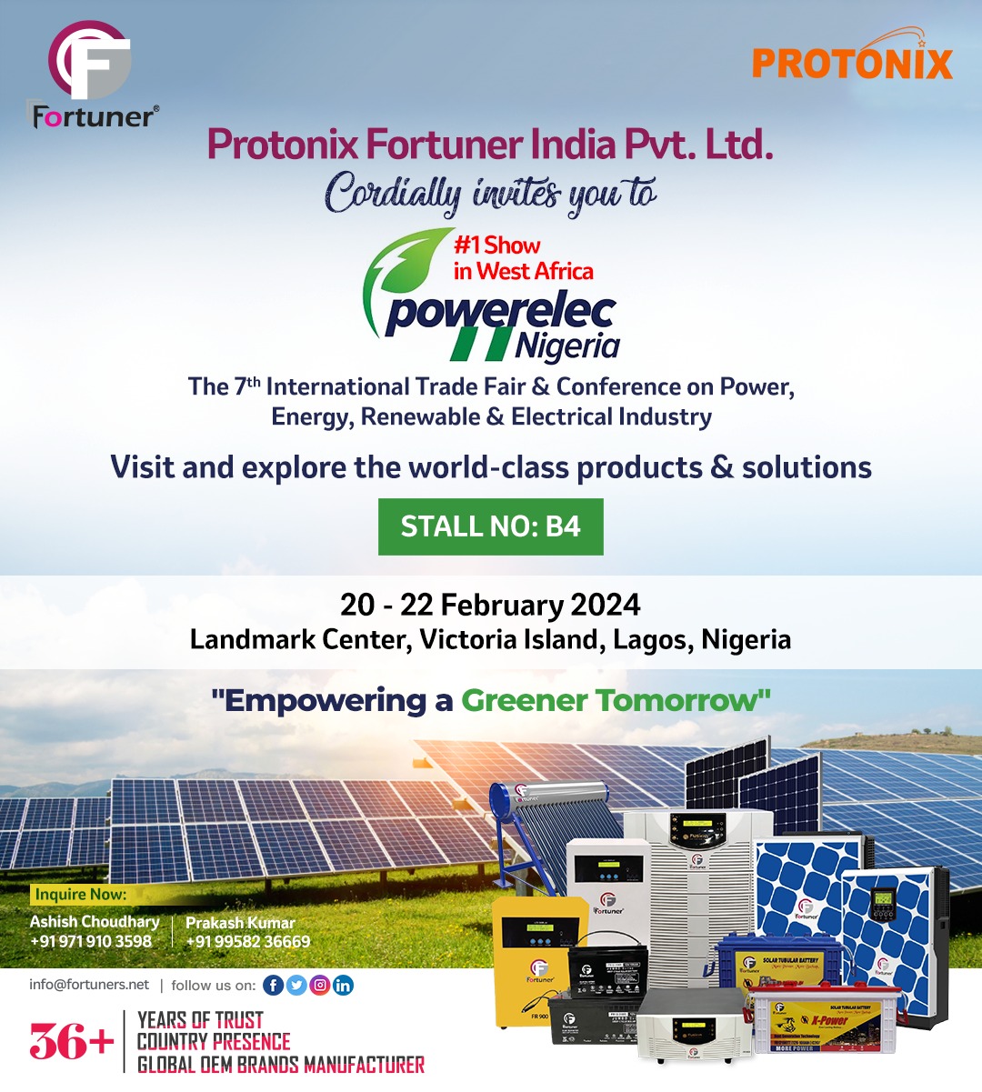 Empowering a Greener Tomorrow: Protonix Joins 7th Powerelec Nigeria Trade Fair